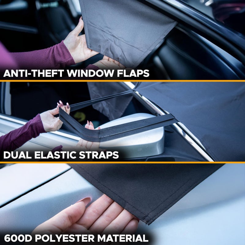 EcoNour Snow Cover for Tesla Model 3/Y| Windshield Cover for Ice and Snow | Heavy-Duty 600D Oxford Fabric with Windproof Double Elastic Straps | Waterproof & Sag-Proof - Image 2
